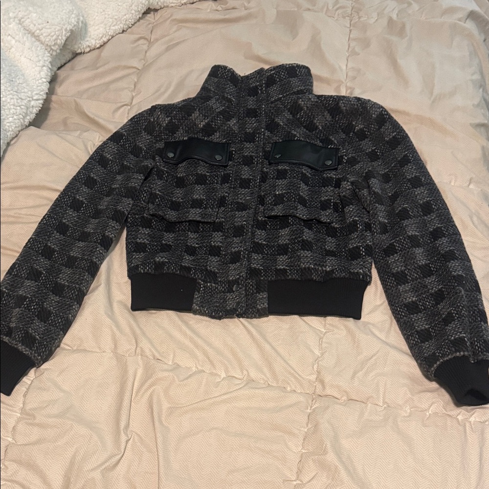 Stylish Black and Gray Bomber Jacket